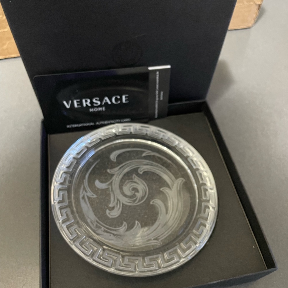Versace Silver Decorative Glass Plate